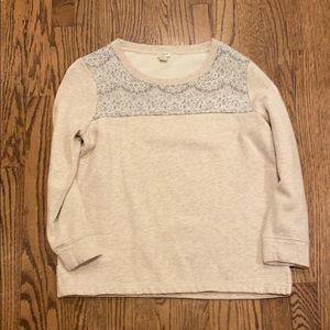 NEW J. Crew fleece lined lace sweatshirt